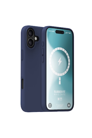 Apple Uyumlu iPhone Buff 16 Magsafe Rubber Fit Silikon Kılıf Storm Blue