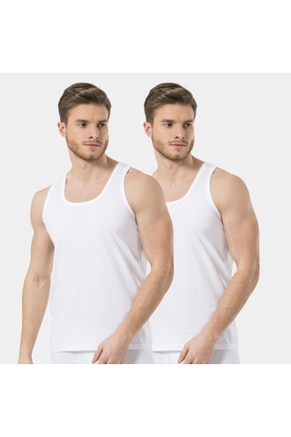 Türen Erkek Bantlı Atlet 2'li Paket 110/beyaz Beyaz