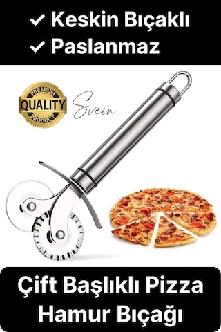 Paslanmaz Yüksek Kaliteli Uzun Ömürlü Çift Taraflı Hamur Pizza Börek Kesme Bıçağı Duvara Asılabilir Çok Renkli