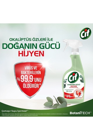 Cif Dezenfektan Sprey Doğanın Gücü Üstün Hijyen Sağlar 750 Ml 3Adet