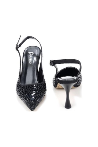 Pisagor Ps-32150 Kadın 7 Cm Arkası Açık Abiye Stiletto Ayakkabı Sıyah