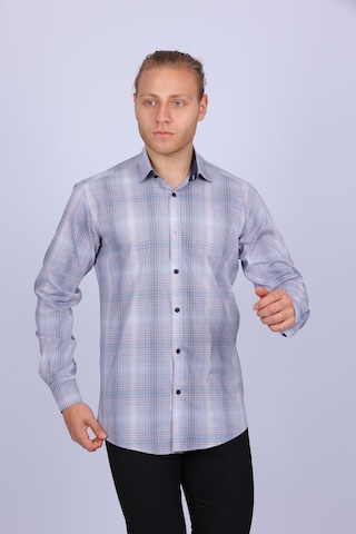 Tousus Slim Fit Ekose Likralı Gri Erkek Gömlek Slm-5032-tss