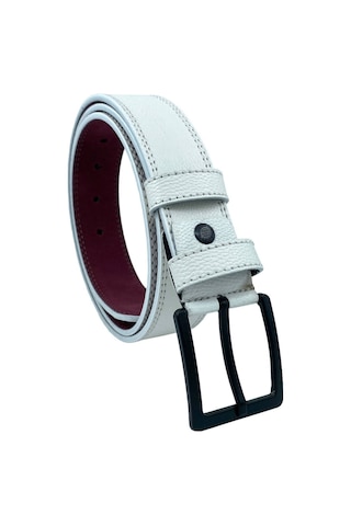 Süzer Deri 4 Cm. Spor Suni Deri Dikişli Model Kemer Beyaz Beyaz