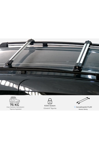 Dacia Sandero Stepway B8 2013 2020 Trs-1 Kilitli Sistem Ara Atkı Tavan Barı Gri 2 Adet