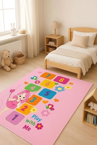 Seksek Çocuk Odası Oyun Halısı Pembe