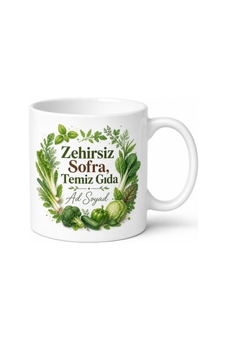 Sadece Organik Tüketenlere Zehirsiz Sofra Temiz Gıda Kupası Hediye Bardak Beyaz / Çok Renkli