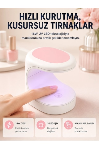 Mini Oje Kurutma Cihazı 16w Led Uv Hızlı Kurutma Taşınabilir Kompakt Yeni Nesil