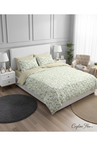 Fixbox Çift Kişilik Ranforce Nevresim Takımı Olea Bej Çok Renkli