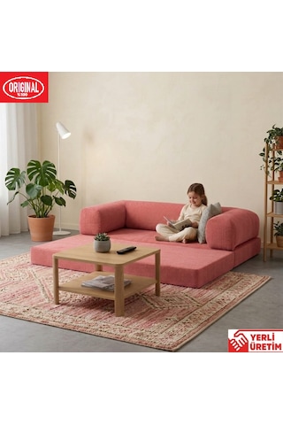 Pleasant K180x90 Sünger Kanepe Modüler Kadife Kumaşlı Koltuk Pembe