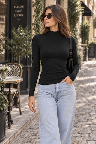Lılac Kadın %100 Viskon Yarım Balıkçı Yaka Siyah Basic Body Siyah Siyah