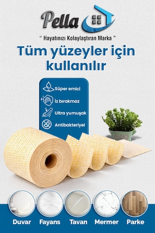 250 Adet Ekonomik-pratik Çek-kopar Rulo Mikrofiber Temizlik Bezi 17x18 Cm Sarı