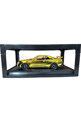 1:24 Metal Model Koleksiyon Araba Nissan Skyline Gt-r R34 Parlak Sarı 19 Cm Döner Ön Tekerler