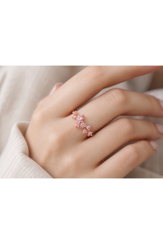 Corlu Jewellery 18 Ayar Altın Kaplama Safir Star Kadın Gümüş Yüzük