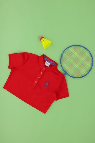 U.S. Polo Assn. Kız Çocuk Kırmızı Polo Yaka Basic Tişört 50283286-VR030