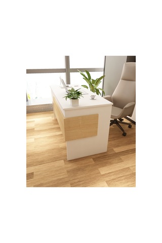 Karen 60x144 Çalışma Masası Ofis Masası Bilgisayar Masası Beyaz - Safir Meşe Beyaz - Safir Meşe