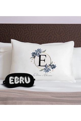 Bk Gift Kişiye Özel İsimli Pamuklu Yastık Kılıfı Ve Göz Bandı Uyku Seti-5, Tasarım Ev Tekstili, Uyku Bandı, Ev Hediyesi