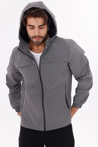 Erkek Kapüşonlu Nova Kumaş Hafif Ve Dayanıklı Şık Mevsimlik Su Ve Rüzgar Geçirmez Yağmurluk Antrasit