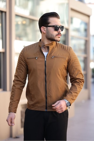 Mero Life Erkek Taba Su Ve Rüzgar Geçirmez Slim Fit Astarlı Mevsimlik Mont Taba
