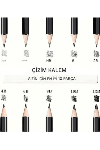 Kara Kalem Çizim Seti, Eskiz Kalem Seti, Dereceli Kalem Set, Kömür Kalem-kutulu 23 Parça