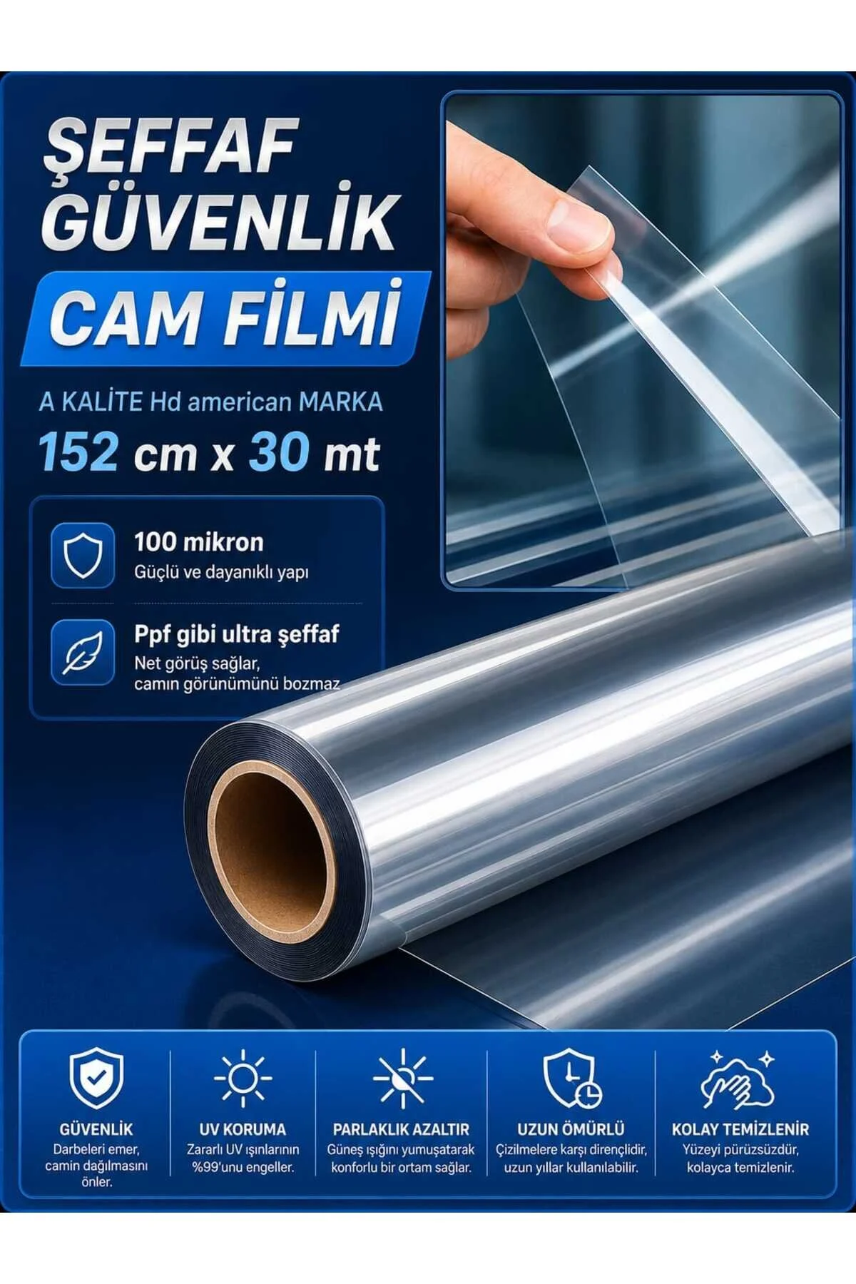 Şefaf Güvenlik Cam Filmi 152x30mt