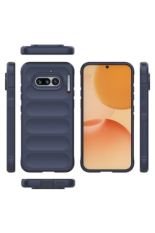 Nothing Phone 4a Kılıf Kamera Korumalı Darbe Emici Esnek Tpu Oyuklu Arka Yüzey Tasarımlı Pürüzsüz Silikon Lacivert