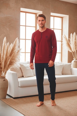 Kompedan Erkek Uzun Kollu 4 Mevsim Penye Süprem Önü Patlı Pijama Takımı Bordo 800 Bordo