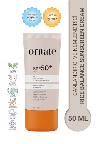 Ton Eşitleyici, Leke Karşıtı, Nemlendirici Ve Canlandırıcı Pirinç Özlü Spf50+ Güneş Kremi 50 Ml