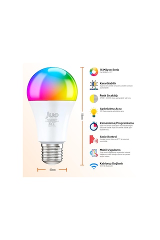 Juo Lumex Akıllı Ampul 9W Led Rgb Wifi & Bluetooth