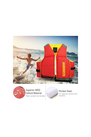 Neevoyu Kırmızı Çocuk Su Sporları Yeleği - 400d Oxford Kumaş, Kaydırıcı Köpük, 15-40 Kg Uyumlu, Güvenli Yaşam Yeleği