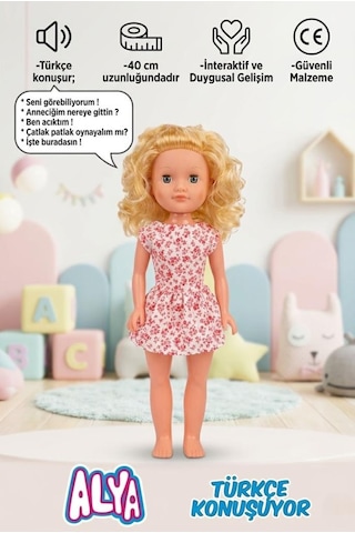 Alya Türkçe Konuşan Etkileşimli Eğitici Oyuncak Bebek 40 Cm Kafası Ve Kolları Et Bebek 09890228
