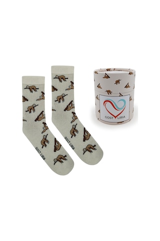 Gost Liria Sloth Socks Desenli Unisex Soket Çorap EKru
