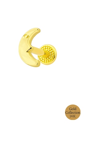 So Chic 14 Ayar Sarı Altın Ay Motifli Tragus Piercing