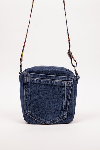 Fabric Craft Bag Kadın Çapraz Çanta Denim Kot Cepli Desenli Askılı Özel Seri 21x21 Cm Lacivert