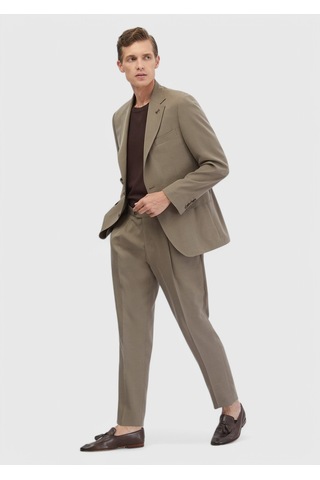 Ramsey Açık Kahve Düz Zeroweight Slim Fit Takım Elbise Kahverengi