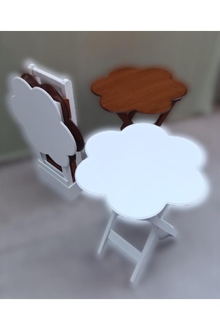 Çanta Zigon Sehpa Papatya Dörtlü Model Ahşap Mdf Ceviz Ve Beyaz Renk Uyumu El Yapımı