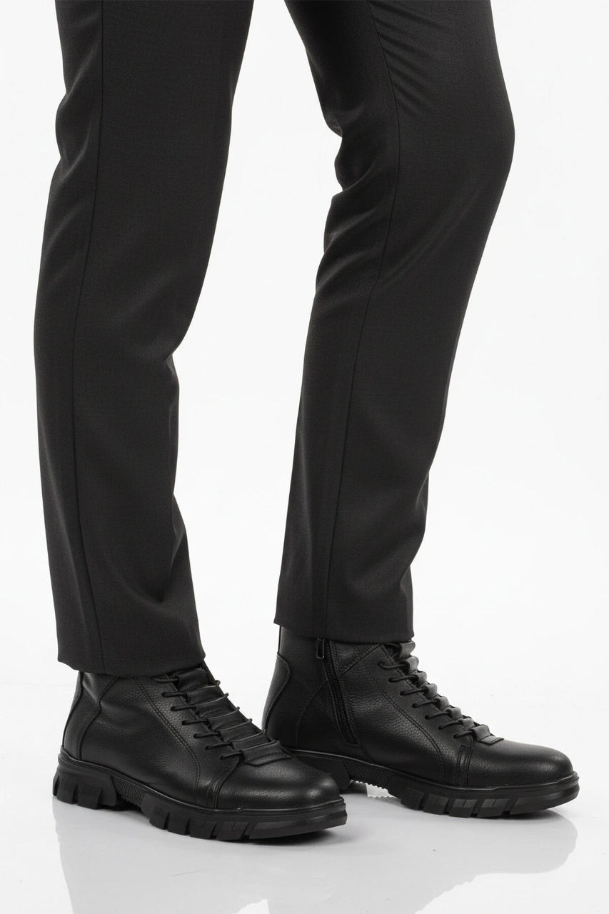 Siyah İçi Polarlı Kaymaz Fermuarlı Erkek Bot 660 M Siyah