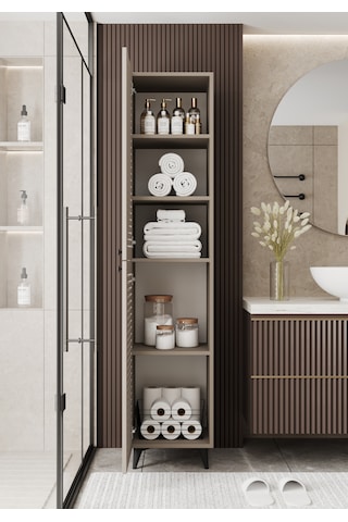Lidya Panjur Kapaklı Çok Amaçlı Dolap - Kiler Dolabı - Banyo Dolabı - Ayakkabılık - Mutfak Dolabı Kumtaşı