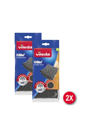 Vileda Glitzi Power Inox Çelik 2'li Bulasik Teli 2'li Paket