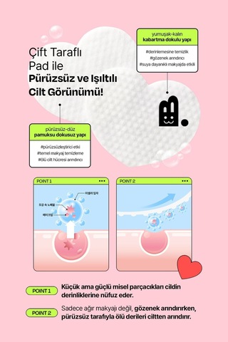 Edıtb Ağır Makyajı Bile Tek Seferde Çıkaran Yüz ve Makyaj Temizleme Pedi EDIT.B Joyfull Heart Pad 30'lu