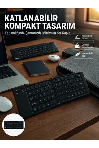 Kablosuz Katlanabilir Bluetooth Klavye Telefon Tablet Bilgisayar