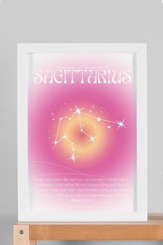 Sagittarius Yay Burcu Çerçeveli Tablo Aura Enerji Renkleri Astrolojik Takım Yıldızı Sembolü