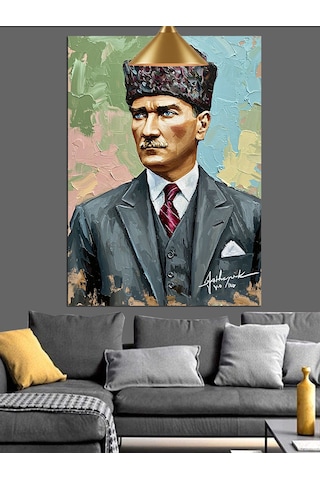 Klasik Mustafa Kemal Atatürk Portresi Dekoratif Kanvas - Mdf Ahşap Tablo