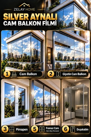 Zelayhome Silver Aynalı Cam Balkon Filmi 100 CM X 4 M