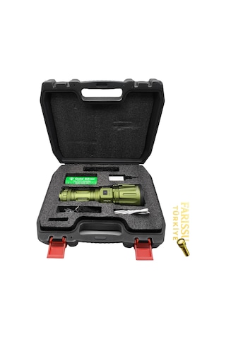 Gold Silver Gs-15050 Profesyonel Şarjlı El Feneri - 14.000 Lümen / 32.000 Mah Dev Batarya Siyah