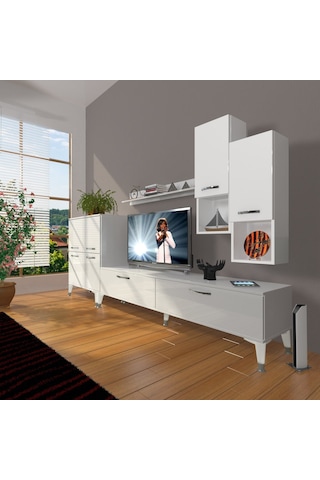 Decoraktiv Eko 6da Slm Std Silver Tv Ünitesi Tv Sehpası Beyaz