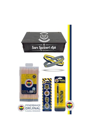 Fenerbahçe Orijinal Lisanslı Kalem Bileklik Kuru Boya Silgi Hediyelik Set Sarı 003 Sarı