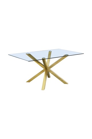 Erika Gold Metal & Cam Dikdörtgen Yemek Masası