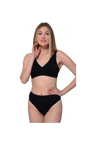 Markahit Argisa Düz Kruvaze Bikini Siyah