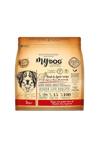 Mydog Original Tahılsız Sığır ve Kuzu Etli Büyük Irk Yetişkin Köpek Maması 3 KG