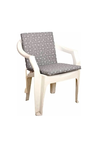 Bahçe Balkon Salon Yıldız Desenli Sandalye Minderi 1 Adet Gri
